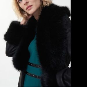 Joseph Ribkoff faux fur trim tailored cardigan blazer size US 10